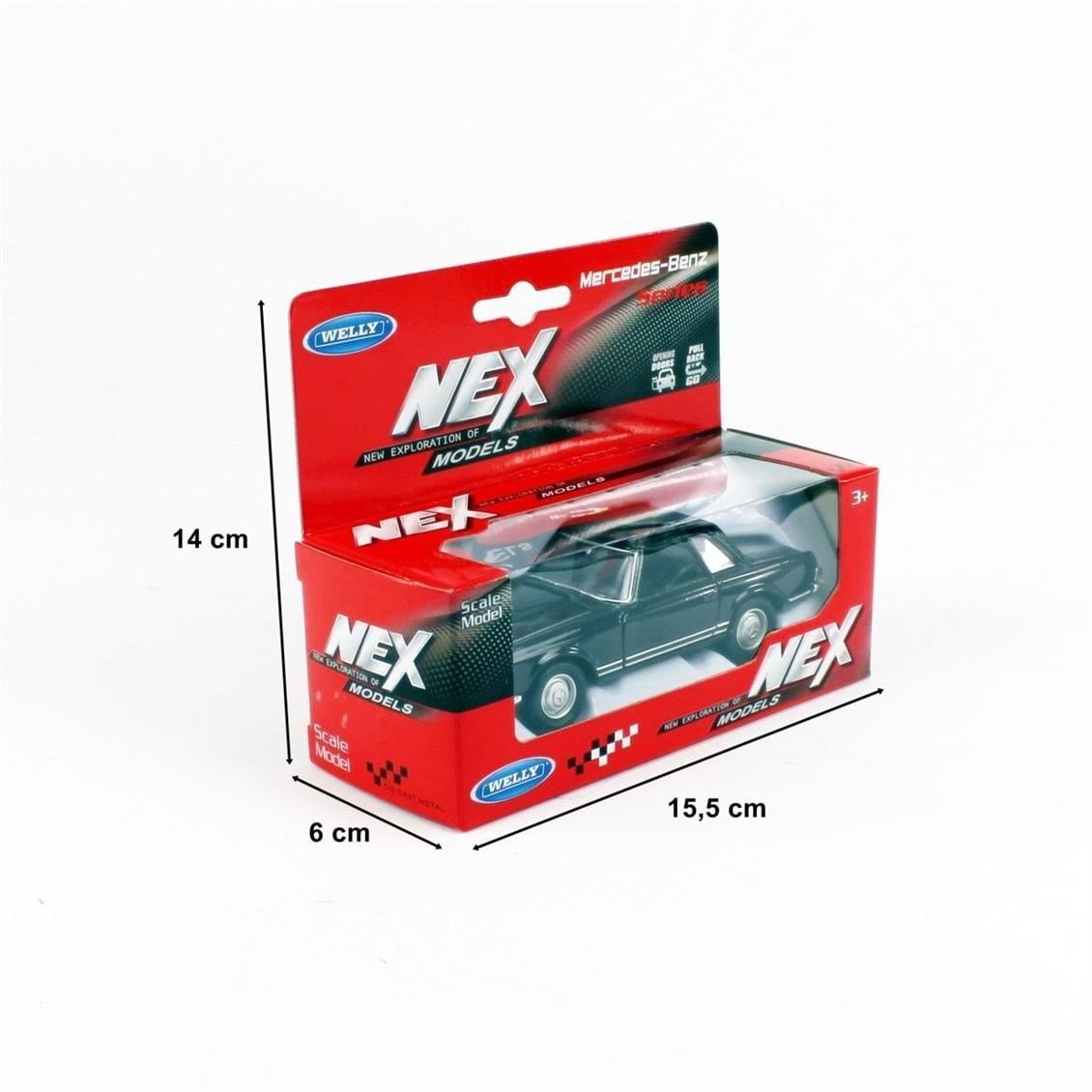 Welly 43768 1/34-1/39 Ölçek, Mercedes Benz 230SL, Siyah, Çek-Bırak Mekanizmalı Oyuncak Metal Araba