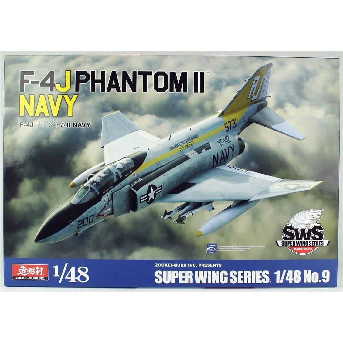 Zoukei Mura SWS48-09 1/48 Ölçek, F-4J Phantom II (Navy) Savaş Uçağı, Plastik Model kiti