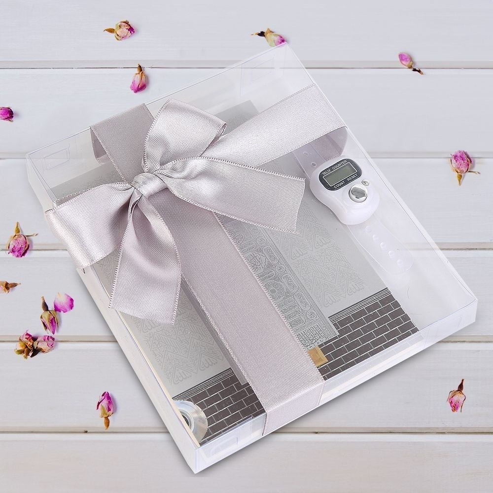 10 Adet, Ekonomik Yasin Kitabı ( 12x16 ) cm 80 Sayfa, Zikirmatik, Süslemeli Asetat Kutulu - Gri