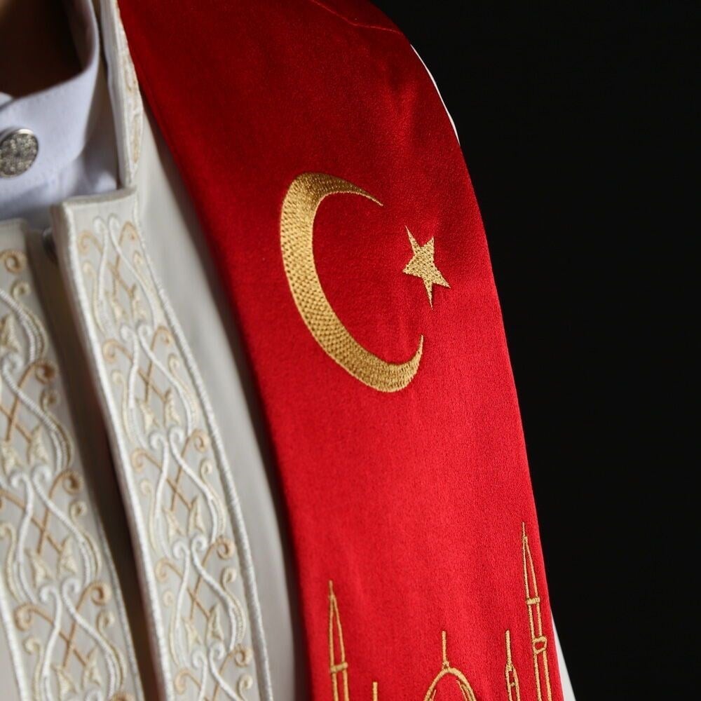 15 Temmuz Ayasofya Camii Hafızlık İcazet Atkısı - Kırmızı