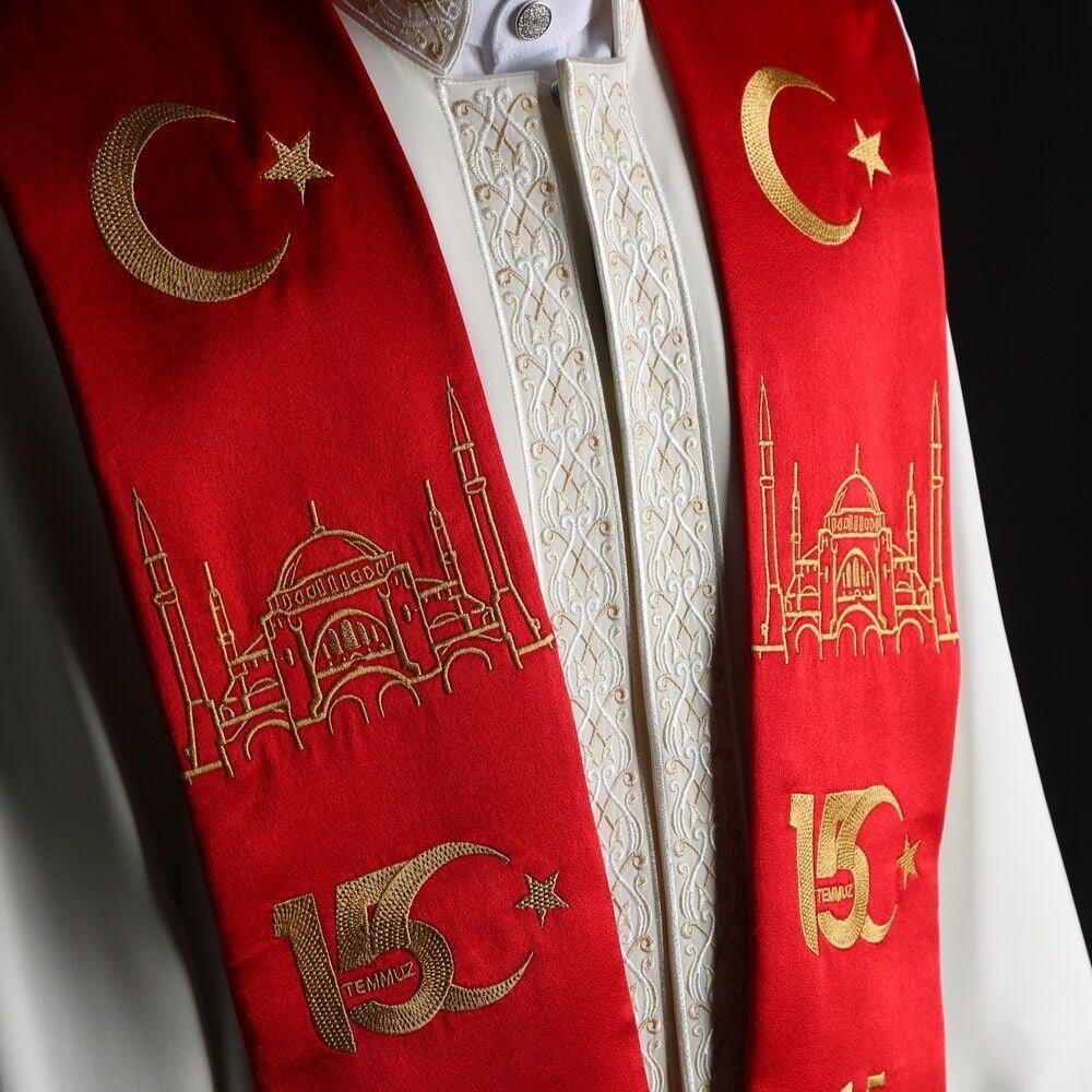 15 Temmuz Ayasofya Camii Hafızlık İcazet Atkısı - Kırmızı