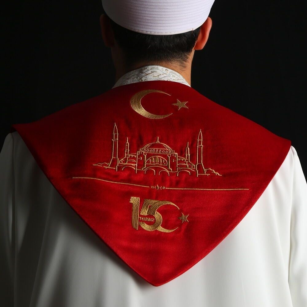 15 Temmuz Ayasofya Camii Hafızlık İcazet Atkısı - Kırmızı