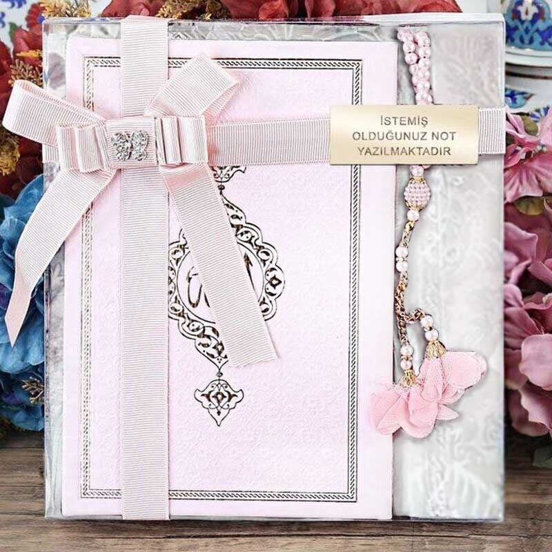 Anneler Günü Hediyesi Termo  Yasin Kitabı, Seccade, Güllü Tesbihli Set-Pembe