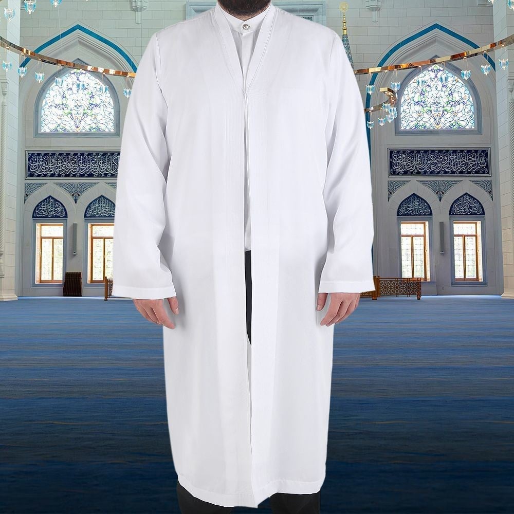 Beyaz Buhara Yaka Pratik Namaz Cübbesi