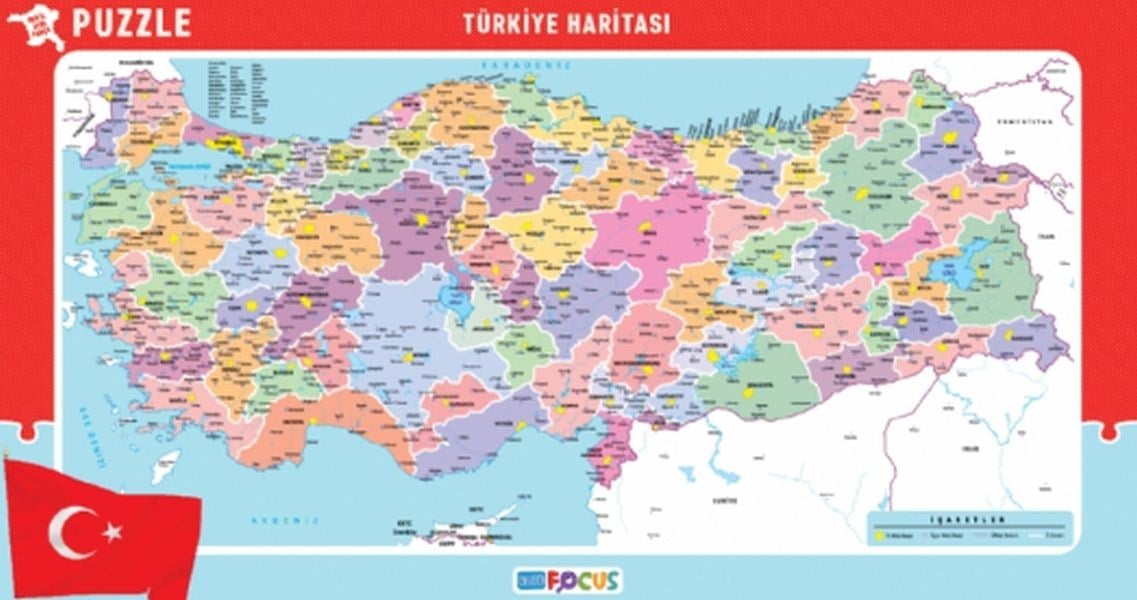 Blue Focus Büyük Boy Türkiye Haritası - Frame Puzzle