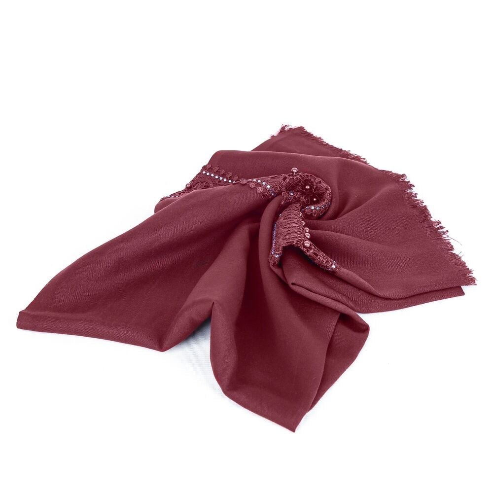 Bordo İğne Oyalı Şal
