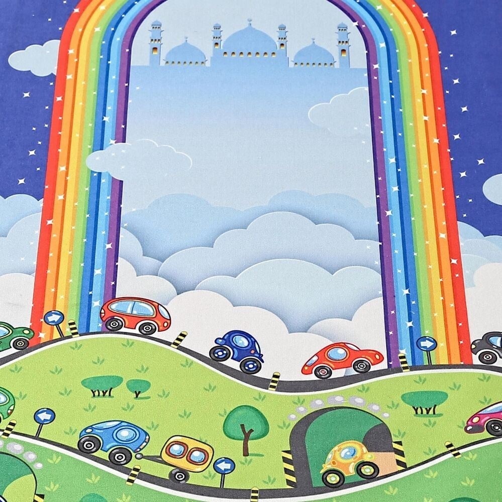 Çocuk Seccadesi Gökkuşağı Lacivert 82×45 cm 110 gr - Tesbih Hediyeli
