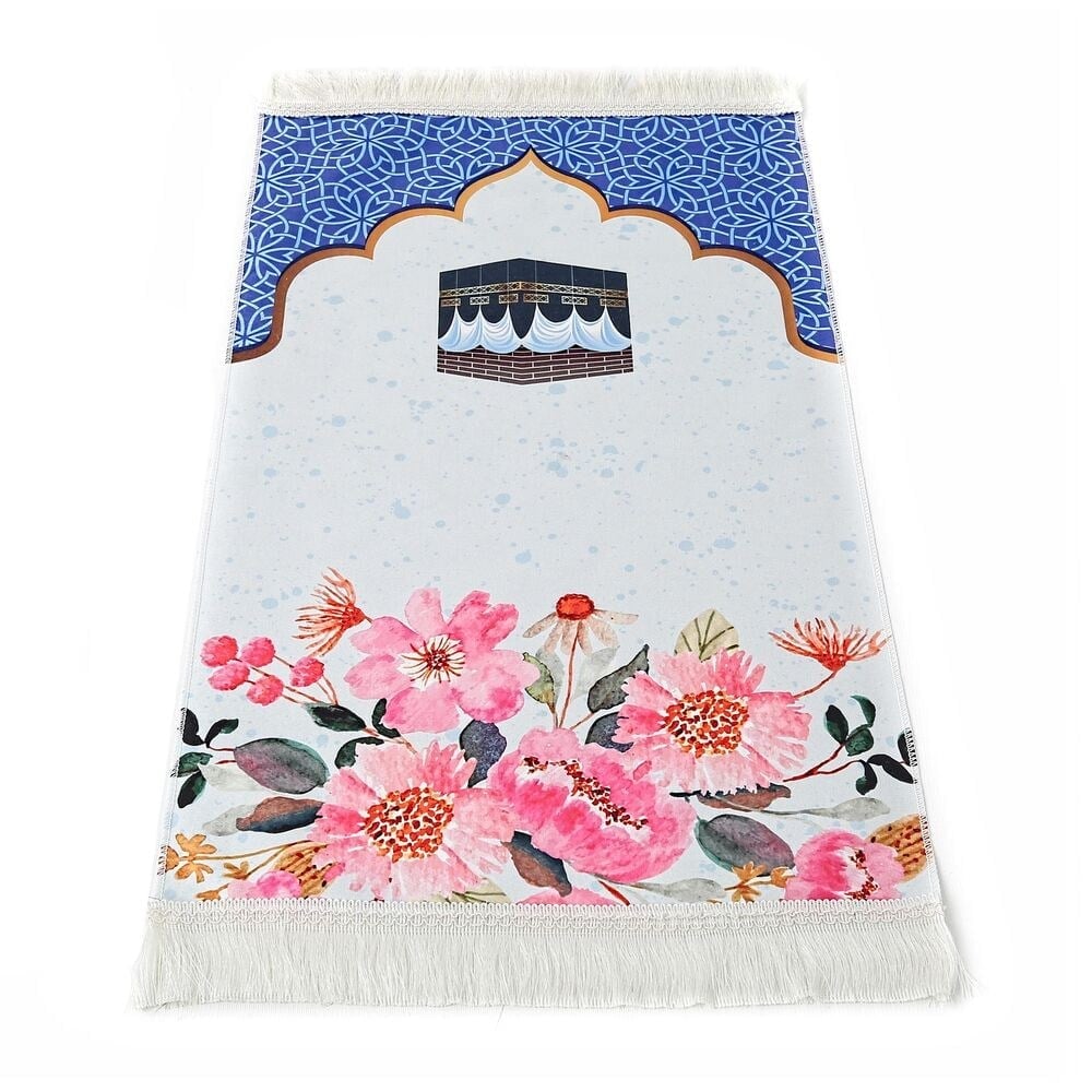 Çocuk Seccadesi Kabe Mavi 82×45 cm 110 gr - Tesbih Hediyeli
