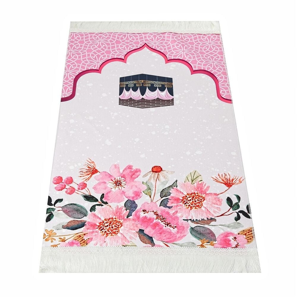 Çocuk Seccadesi Kabe Pembe 82×45 cm 110 gr - Tesbih Hediyeli
