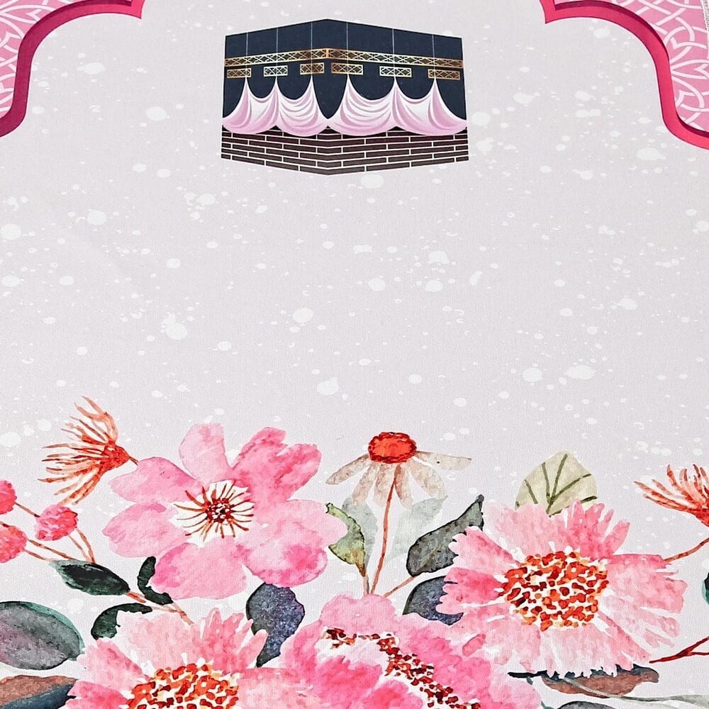 Çocuk Seccadesi Kabe Pembe 82×45 cm 110 gr - Tesbih Hediyeli