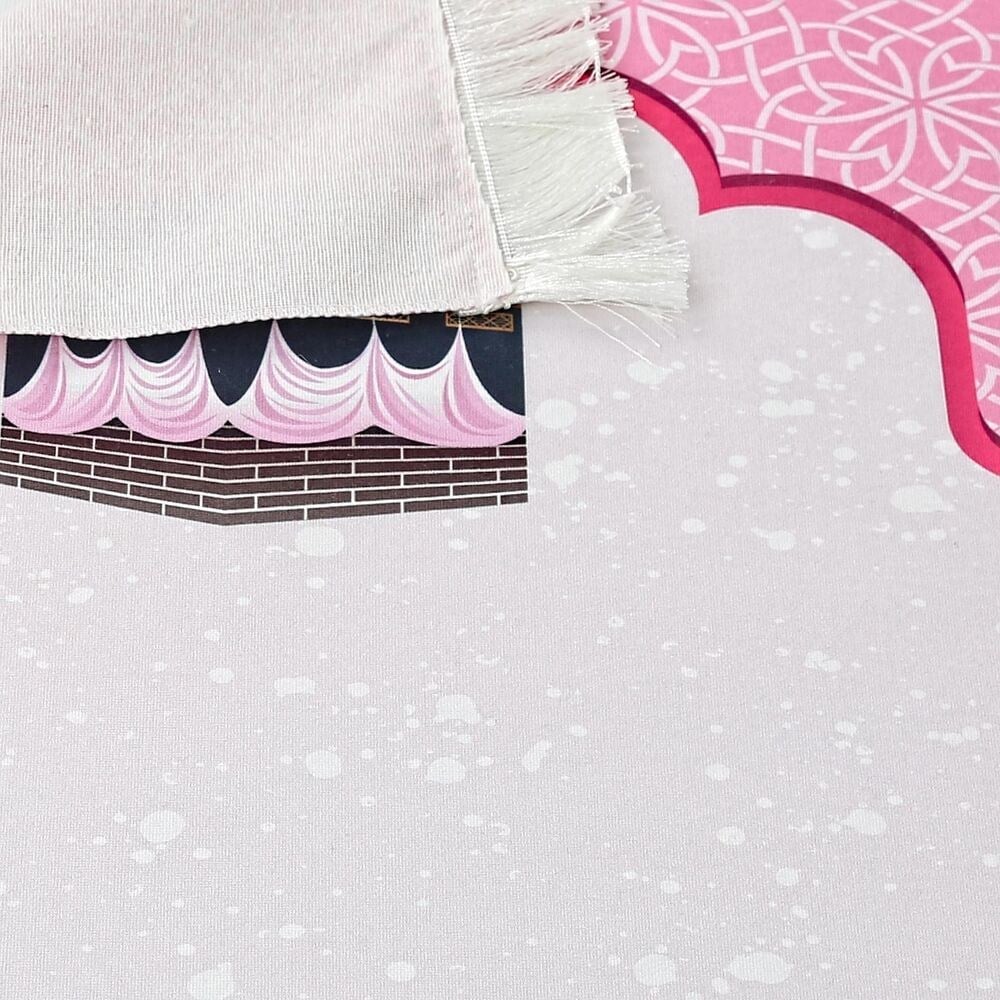 Çocuk Seccadesi Kabe Pembe 82×45 cm 110 gr - Tesbih Hediyeli
