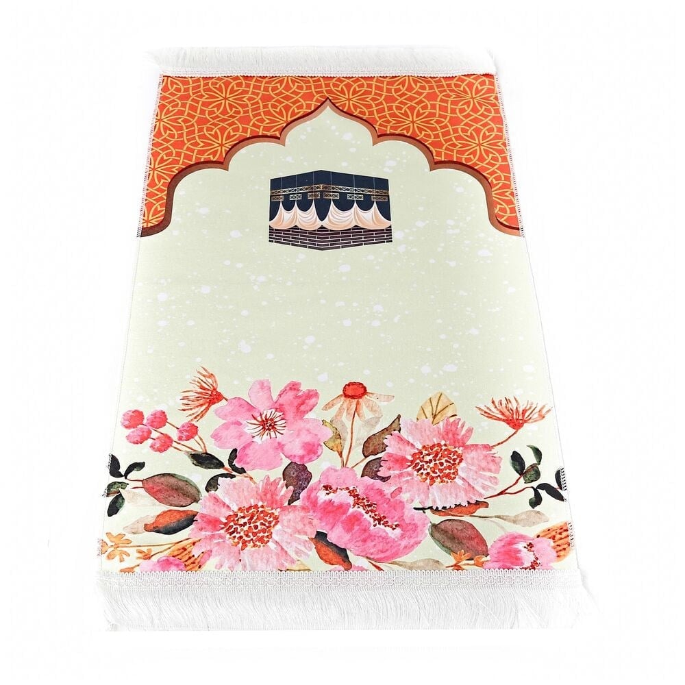 Çocuk Seccadesi Kabe Turuncu 82×45 cm 110 gr - Tesbih Hediyeli