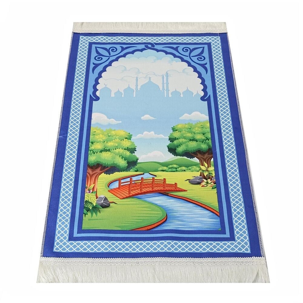 Çocuk Seccadesi Köprü - Lacivert 45x82 cm - 110 gr - Tesbih Hediyeli