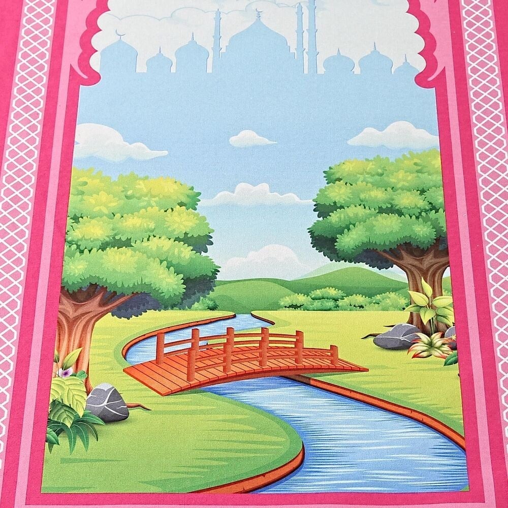 Çocuk Seccadesi Köprü - Pembe 82×45 cm 110 gr - Tesbih Hediyeli