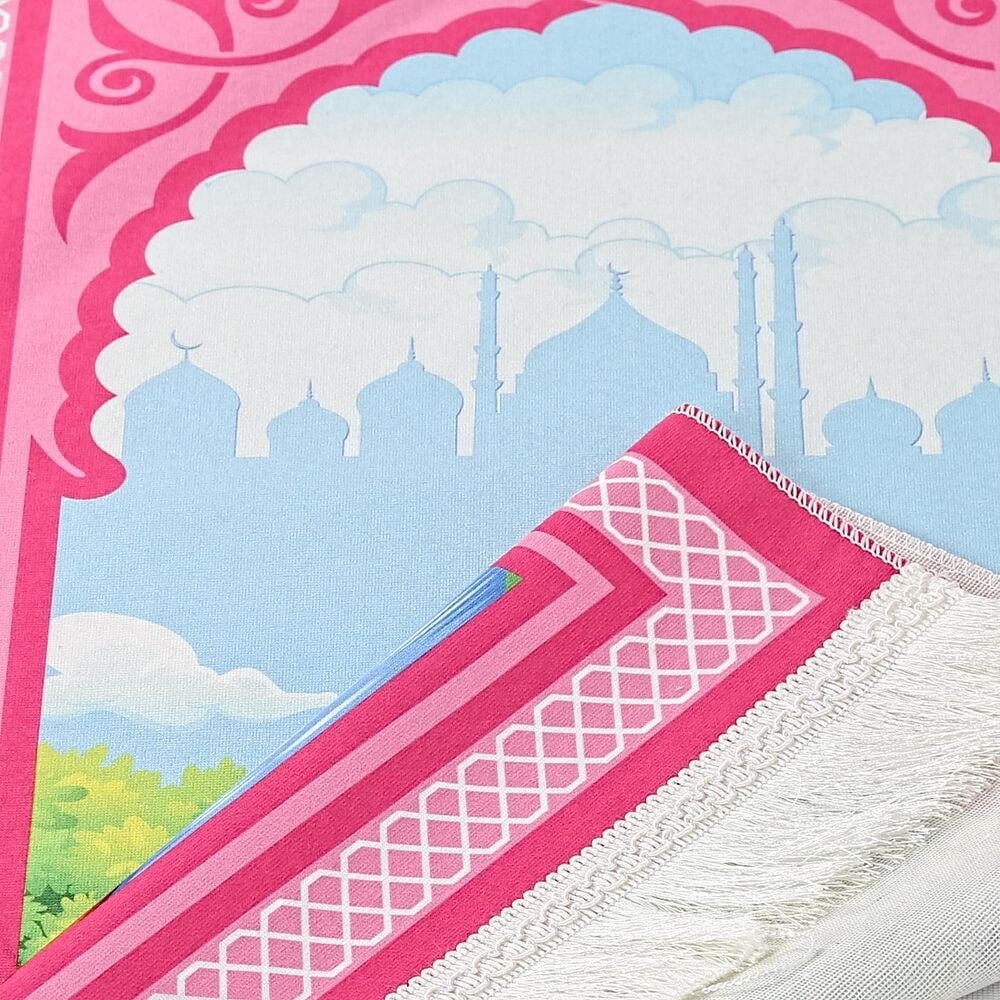 Çocuk Seccadesi Köprü - Pembe 82×45 cm 110 gr - Tesbih Hediyeli