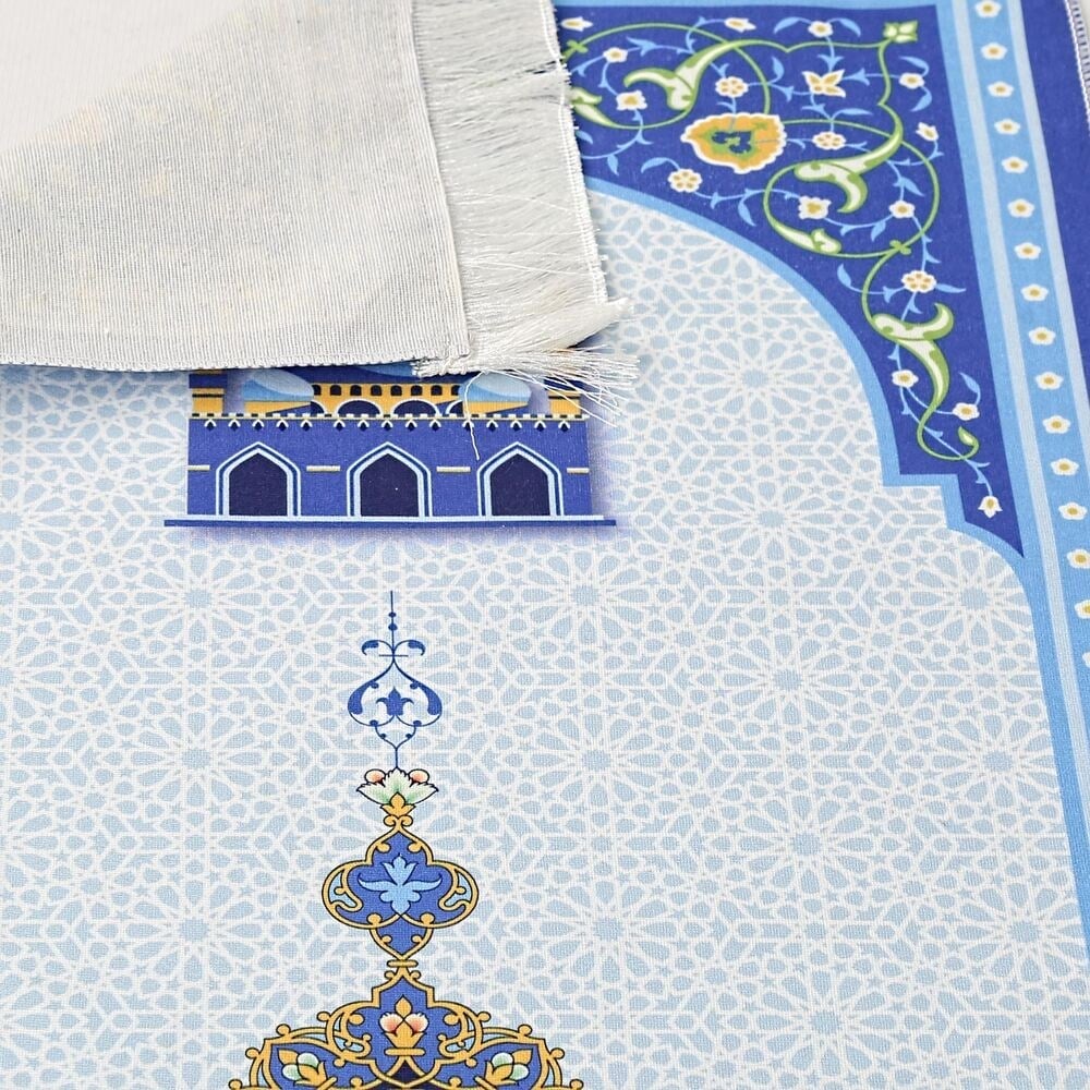 Çocuk Seccadesi Kudüs Mavi 82×45 cm 110 gr- Tesbih Hediyeli