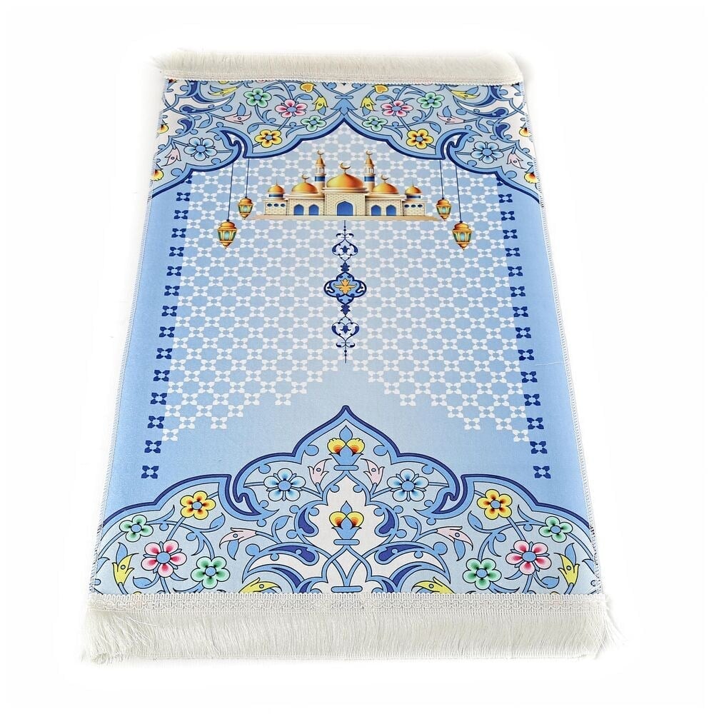 Çocuk Seccadesi Nebevi - Mavi 82×45 cm 110 gr - Tesbih Hediyeli