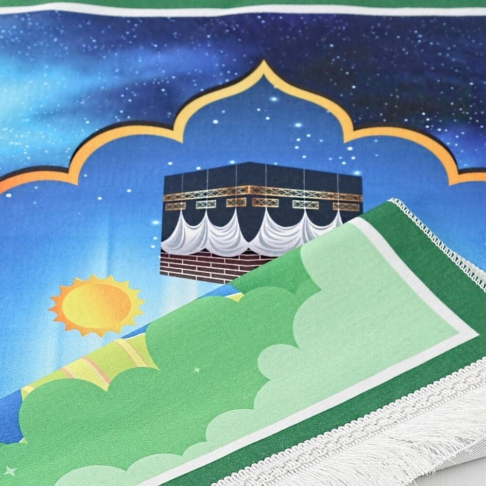 Çocuk Seccadesi Roket - Yeşil 82×45 cm 110 gr - Tesbih Hediyeli