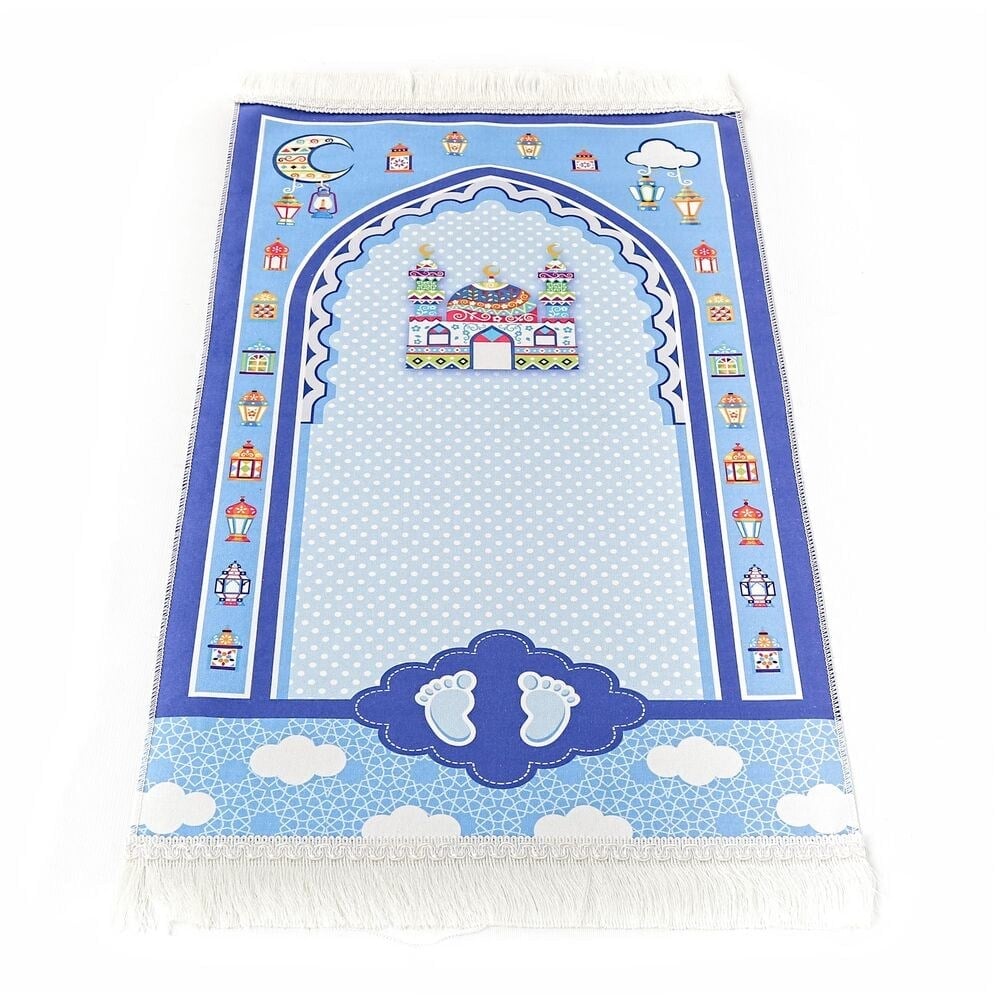 Çocuk Seccadesi Sahra - Mavi 45x82 cm - 110 gr  - Tesbih Hediyeli