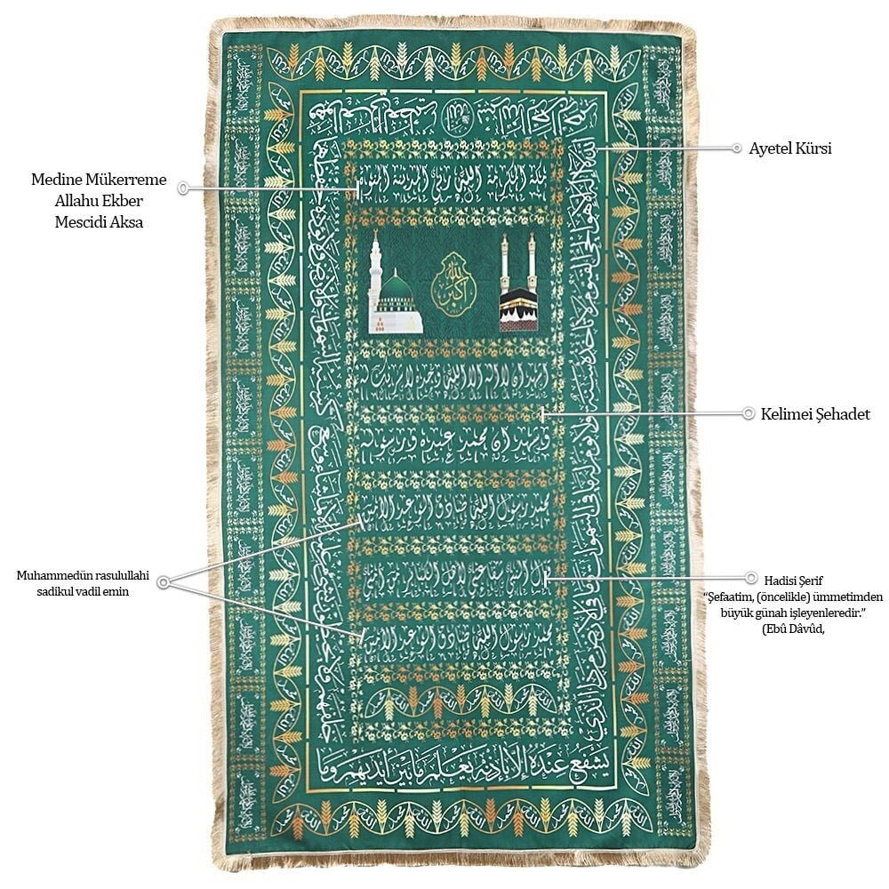 Dijital Baskılı Tabut Örtüsü Yeşil Raşel Kumaş (114x240 cm) 880 gr
