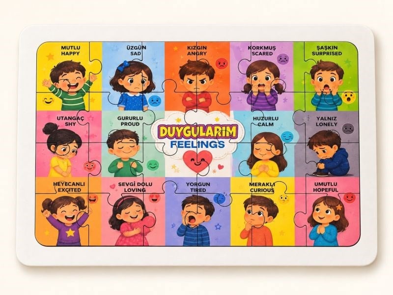 Duygularım (İngilizce) - 24 Parça Ahşap Puzzle