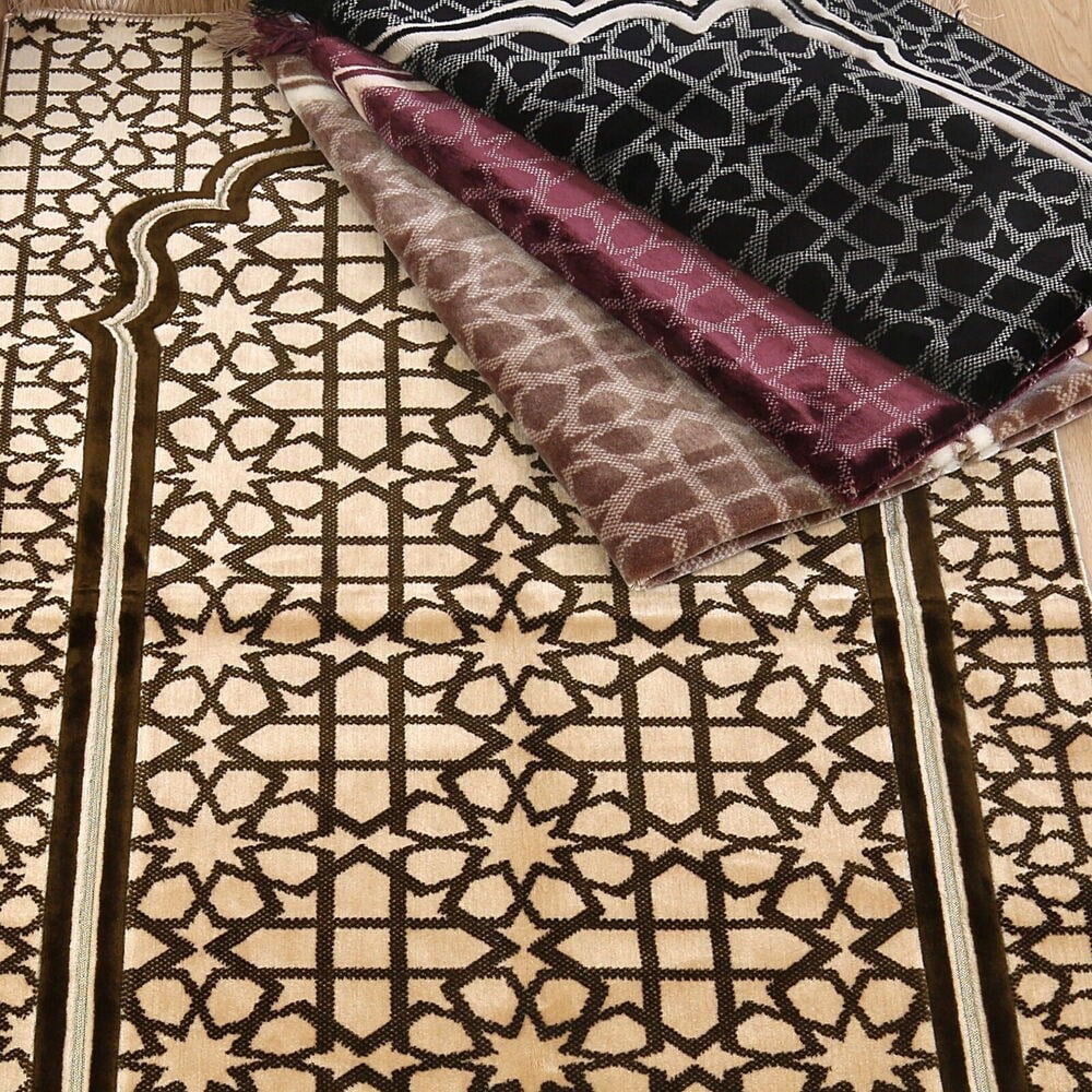 Edebali Lüks Kalın Kadife Halı Tipi  Soft Yumuşak  Seccade- Bordo (70*120 cm 1100 gr)
