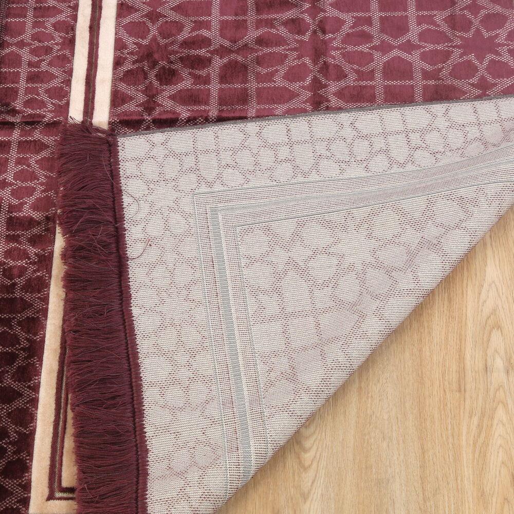 Edebali Lüks Kalın Kadife Halı Tipi  Soft Yumuşak  Seccade- Bordo (70*120 cm 1100 gr)