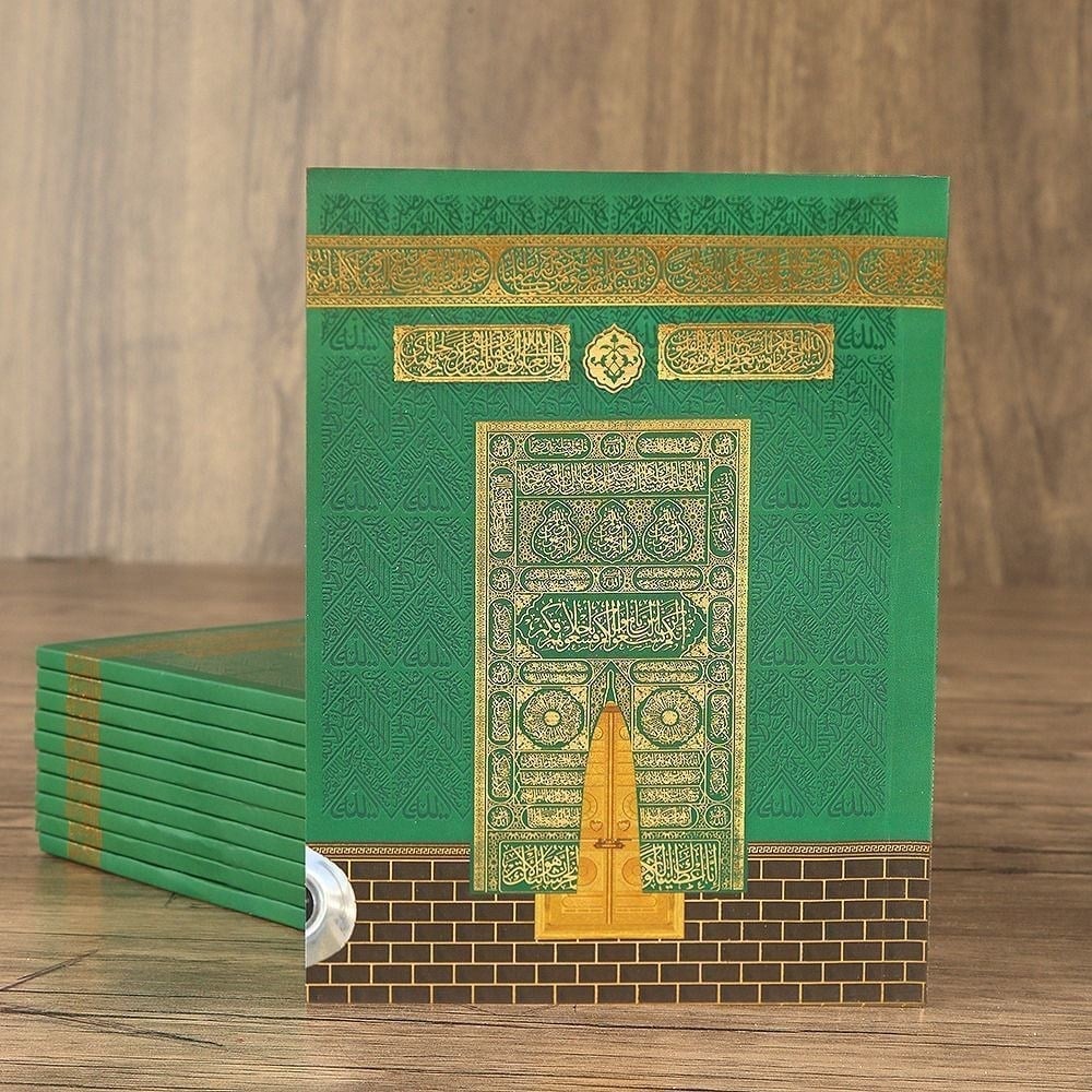 Ekonomik Çanta Boy Yasin, Seccade, Pamuklu Şal, Tesbih, Zikirmatik, Süslemeli Asetat Kutulu (23*26 cm -475gr)-Yeşil