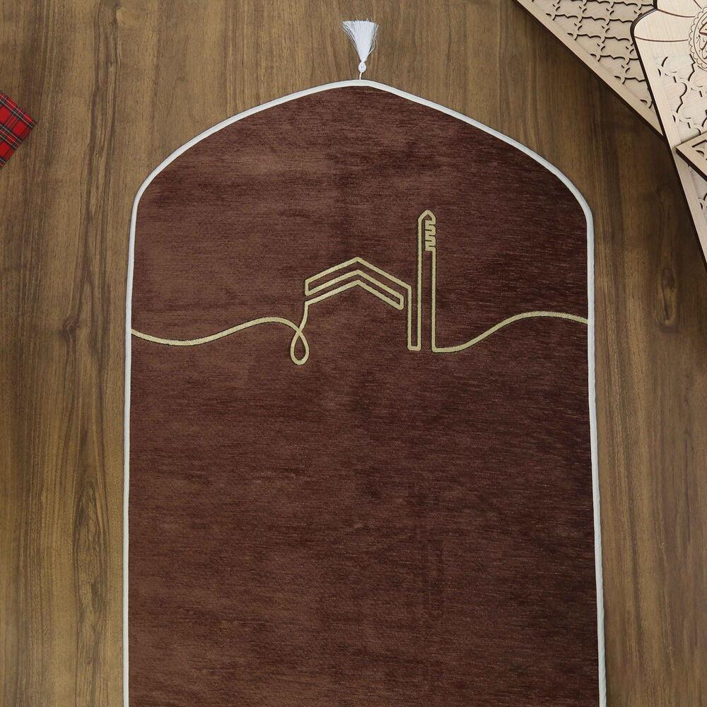 El Kuba Lüks Astarlı Biyeli Seccade İsimli Kahverengi (66X125cm) 565 gr