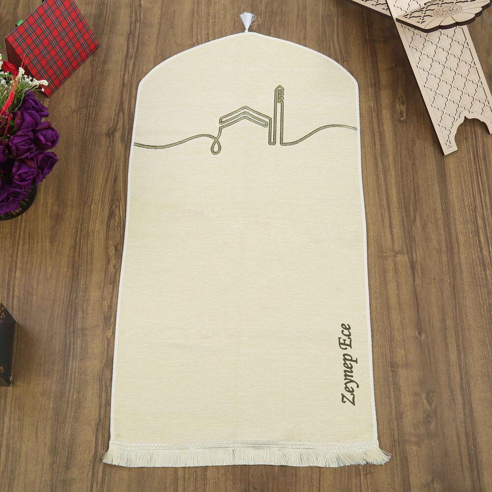 El Kuba Lüks Astarlı Biyeli Seccade İsimli Krem (66X125cm) 565 gr