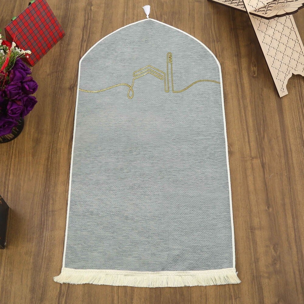 El Kuba Lüks Astarsız Biyeli Seccade Gri (66X125cm) 565 gr