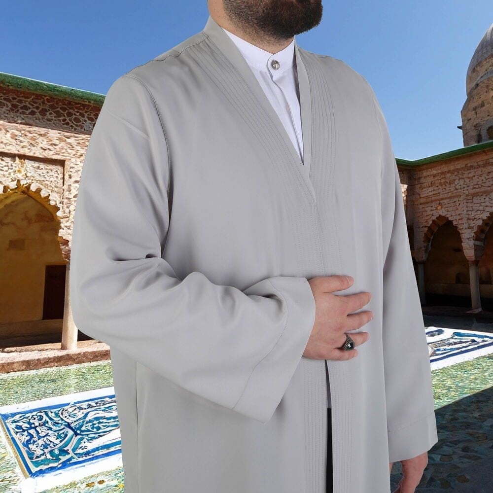 Gri  Buhara Yaka Namaz Cübbesi