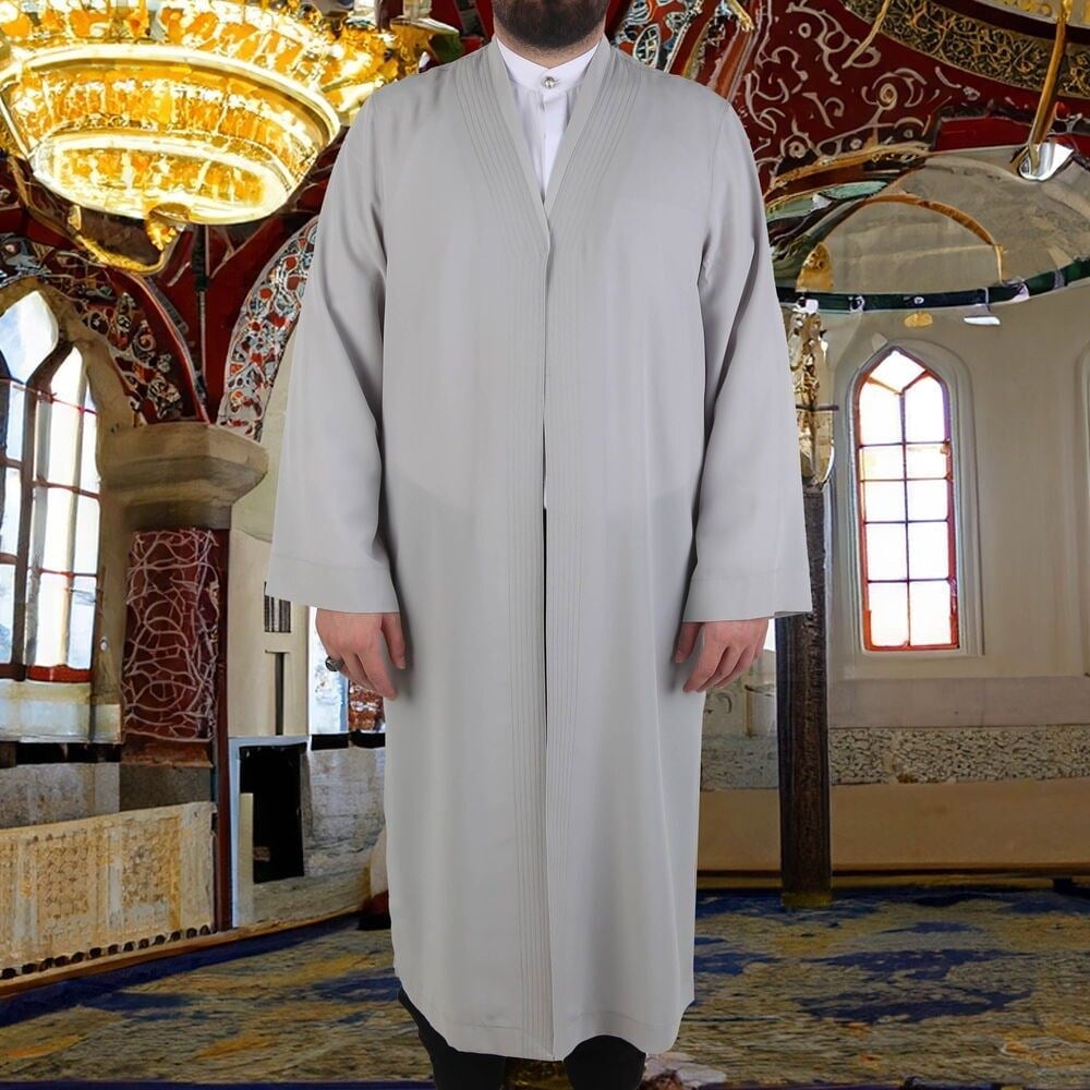 Gri  Buhara Yaka Namaz Cübbesi