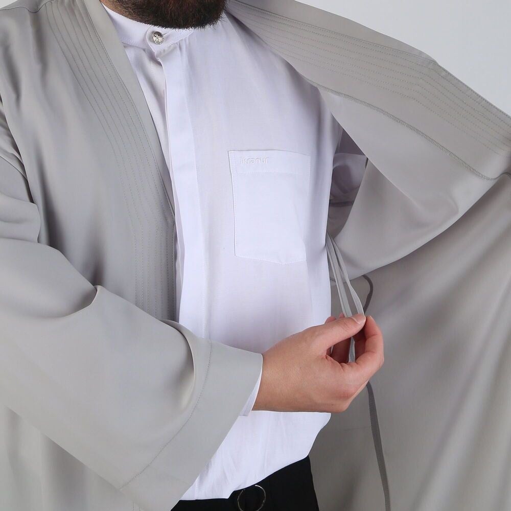 Gri  Buhara Yaka Namaz Cübbesi