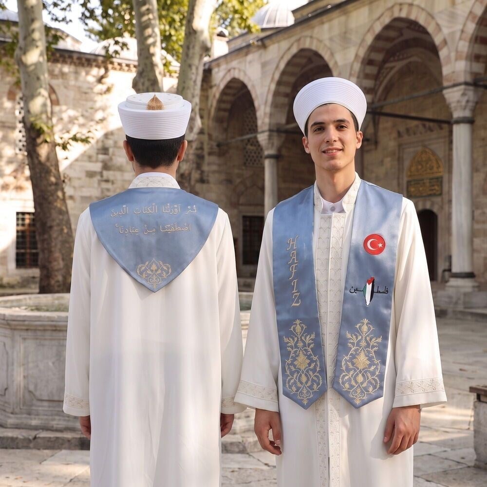 Hafızlık Erkek İcazet 4'lü Elbise Seti - Kırık Beyaz - Mavi (Toplu Alımlar İçin Bizle İletişime Geçiniz!)