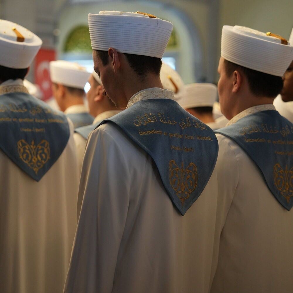 Hafızlık İcazet Atkısı Türk-Diyanet Logo İşlemeli Kursa Özel Gold Nakışlı-İndigo