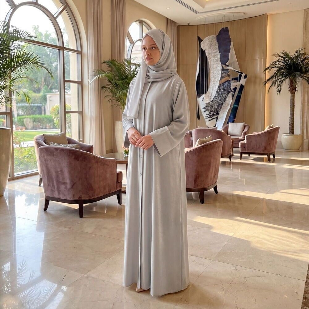 Hafızlık İcazet Merasim Bayan Hanife Ferace Abaya Elbise Kol - Gümüş