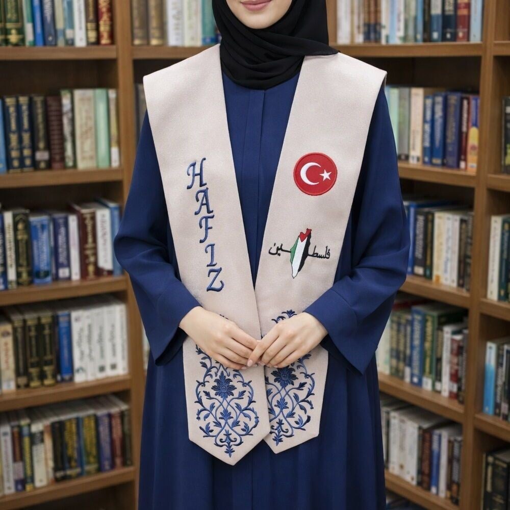 Hafızlık İcazet Merasim Bayan Zümra Ferace Abaya Lacivert Elbise