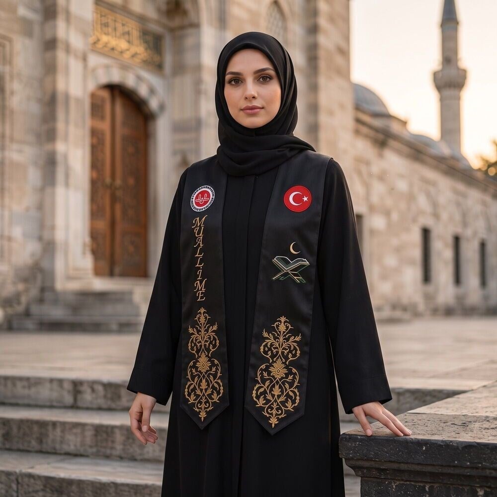 Hafızlık Mezuniyet Atkısı Rahle Logo Nakışlı