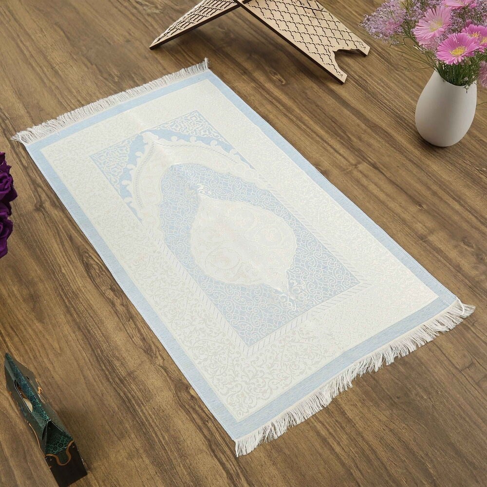 Hediyelik İpek Nur Tafta Seccade Bebe Mavisi 68x110 cm - 200 gr