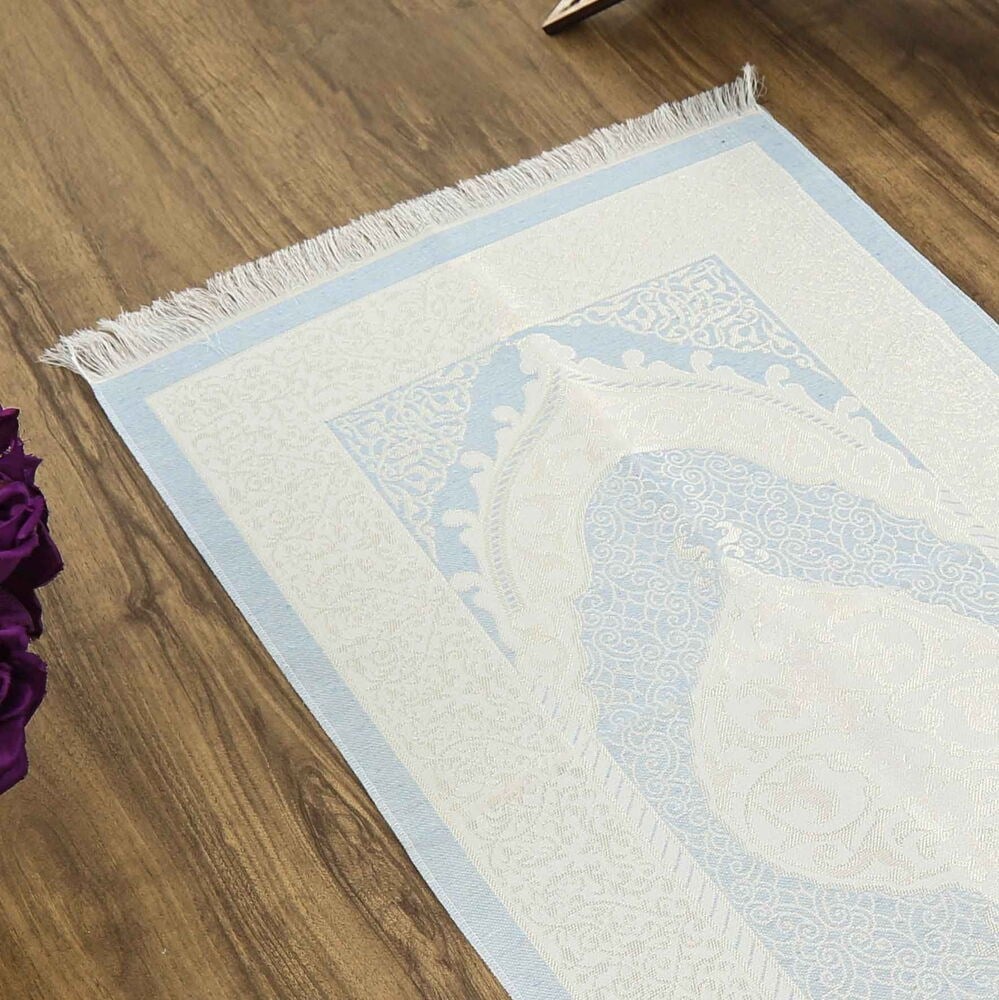 Hediyelik İpek Nur Tafta Seccade Bebe Mavisi 68x110 cm - 200 gr
