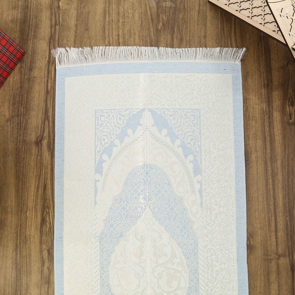Hediyelik İpek Nur Tafta Seccade Bebe Mavisi 68x110 cm - 200 gr