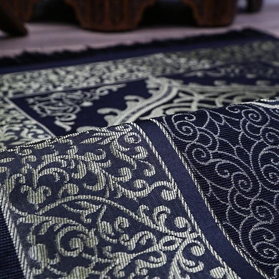 Hediyelik İpek Nur Tafta Seccade Gold-Siyah 68x110 cm - 200 gr