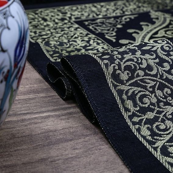 Hediyelik İpek Nur Tafta Seccade Gold-Siyah 68x110 cm - 200 gr