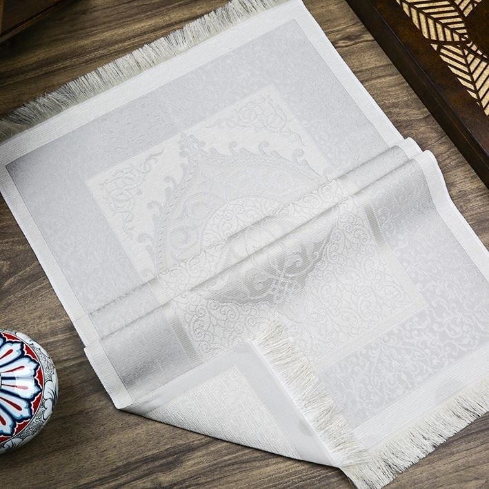 Hediyelik İpek Nur Tafta Seccade Gri 68x110 cm - 200 gr