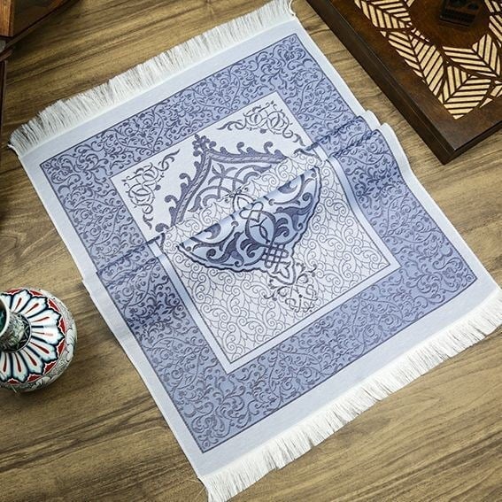 Hediyelik İpek Nur Tafta Seccade Lacivert 68x110 cm - 200 gr