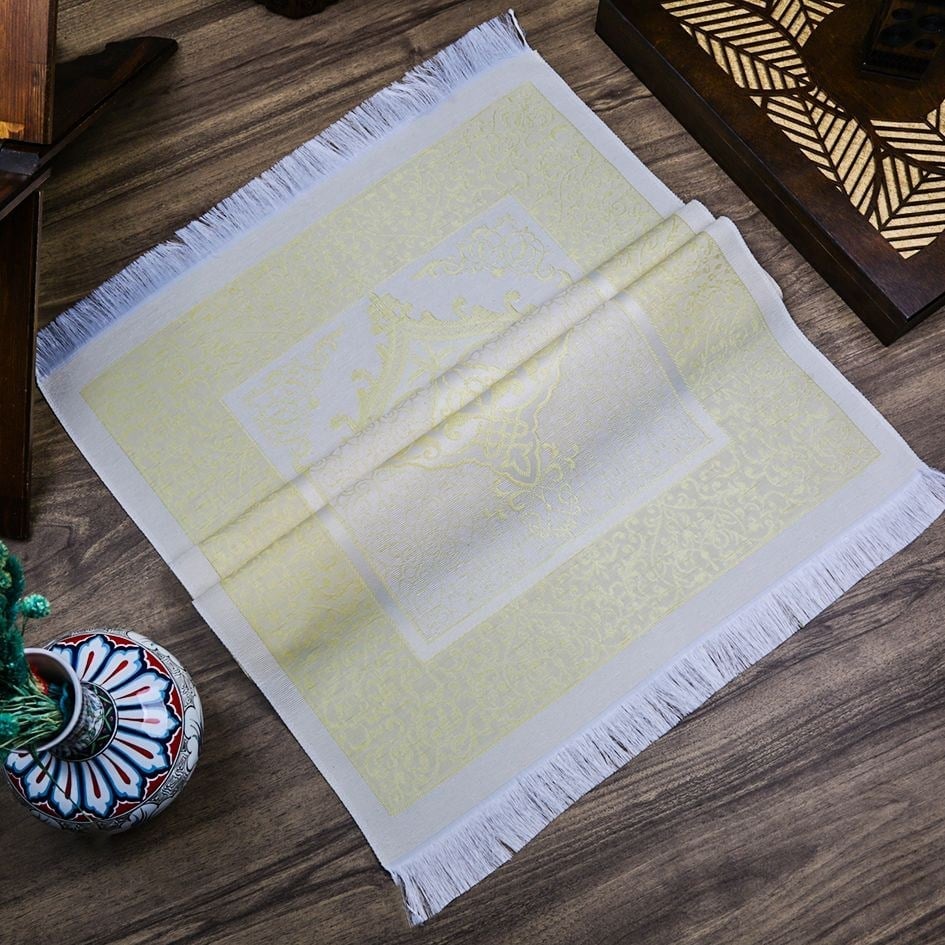 Hediyelik İpek Nur Tafta Seccade Sarı 68x110 cm - 200 gr