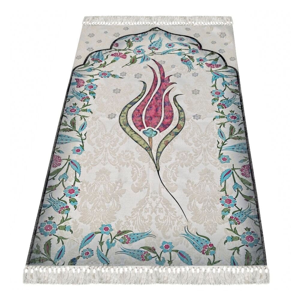 Hediyelik Kadife Kaplı Kur'an-ı Kerim, Seccade, İnci Tesbih, Asetat Kutulu (26×23) Set