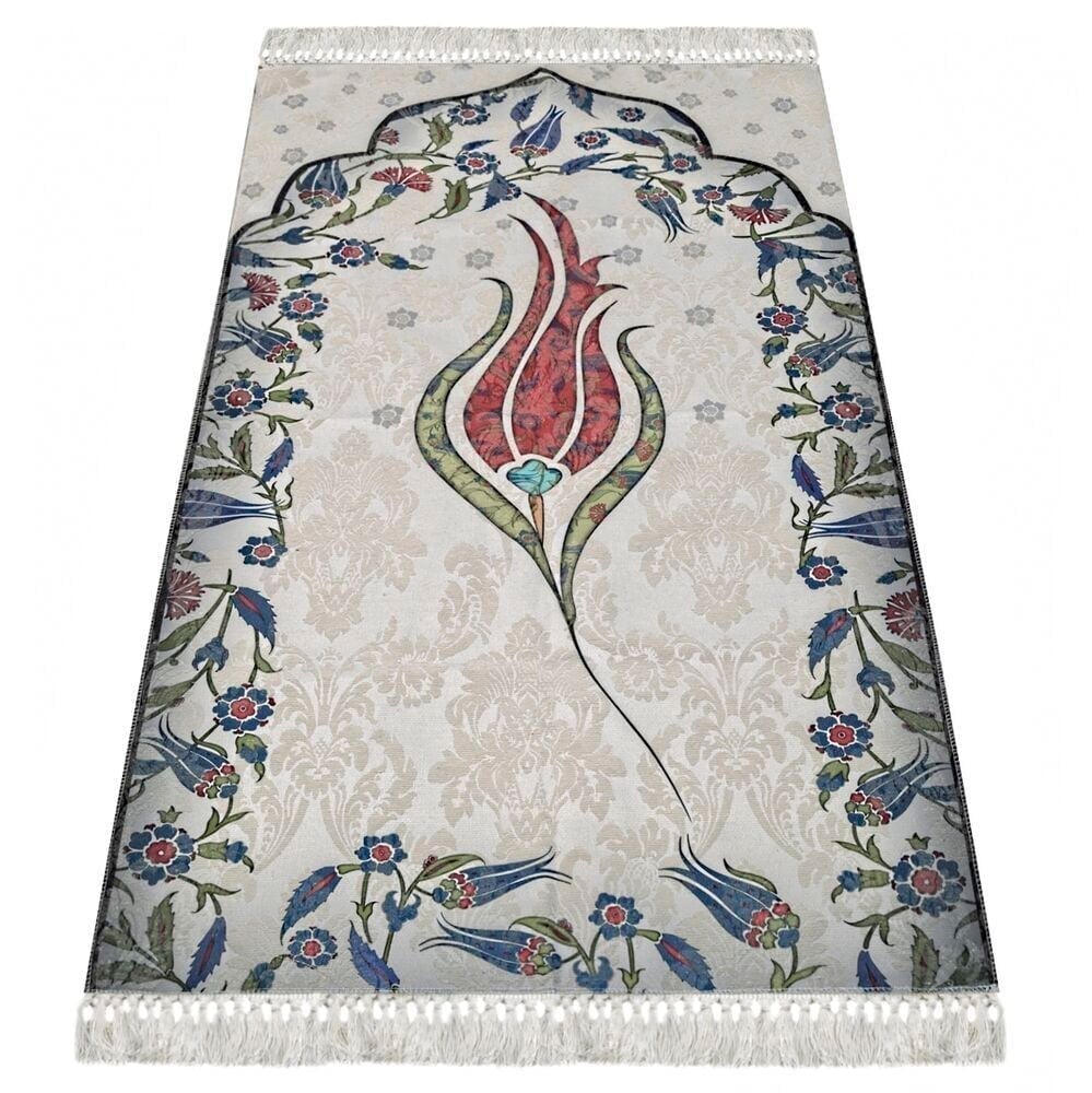 Hediyelik Kadife Kaplı Kur'an-ı Kerim, Seccade, İnci Tesbih, Asetat Kutulu (26×23)  Set
