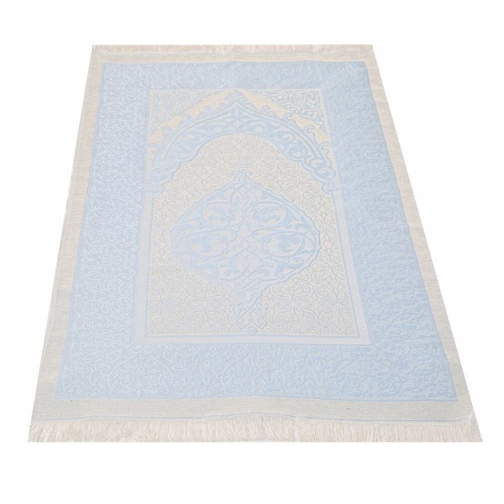 Hediyelik Kuran-ı Kerim, İnci Tesbih, Seccade, Asetat Kutulu(25X18 cm) Mevlid Paketi- Bebe Mavi